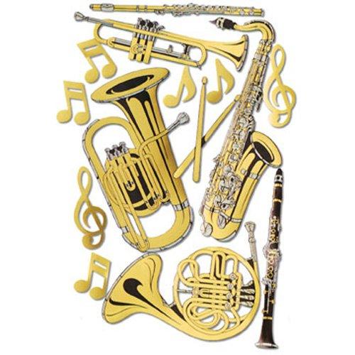 Beistle Gold Foil Musical Instrument Cutouts, 17"-23.5", (15/Pkg) Multicolored