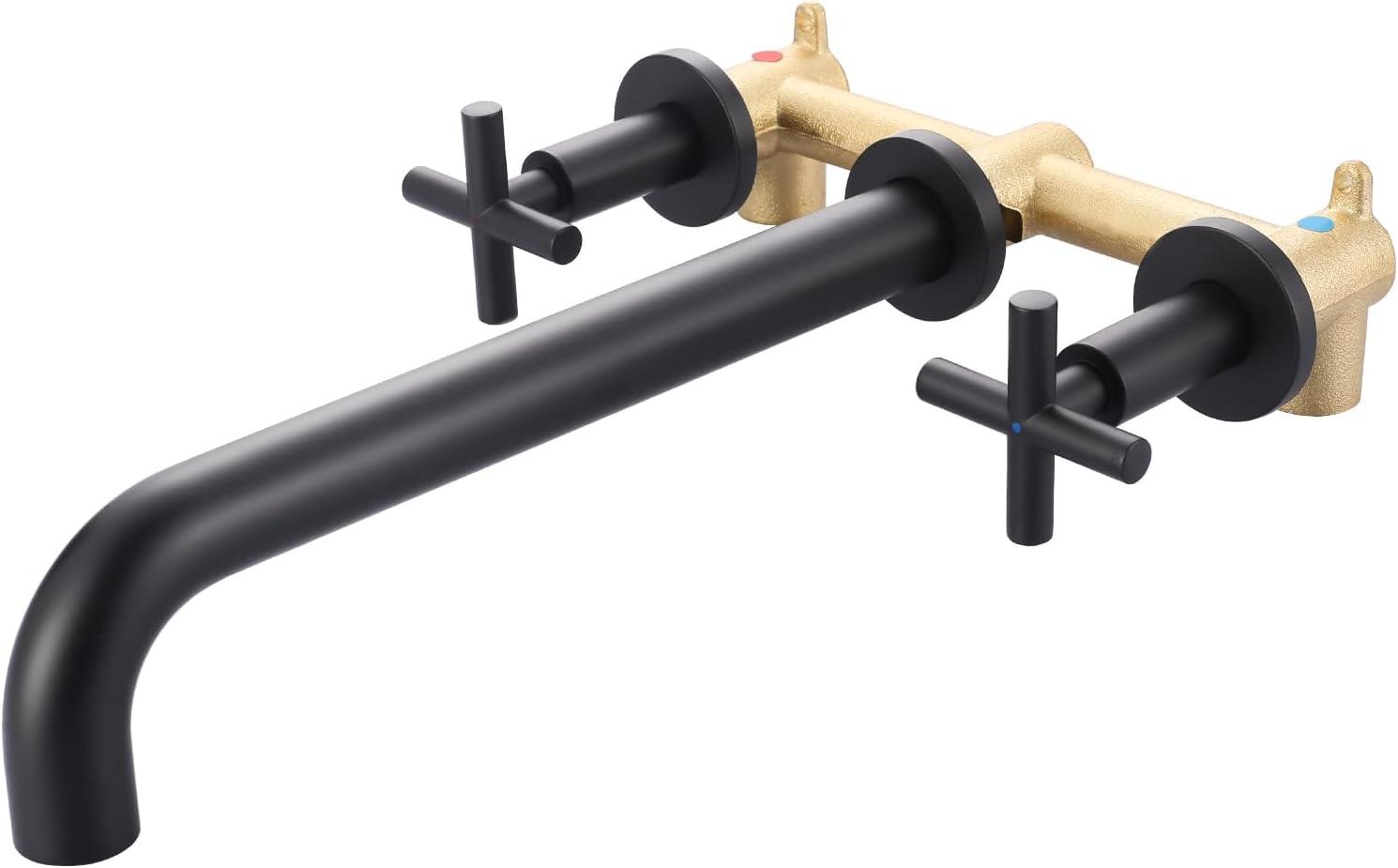 2-Handle 3-Hole Wall Mounted Roman Tub Faucet With 360° Swivel Spout