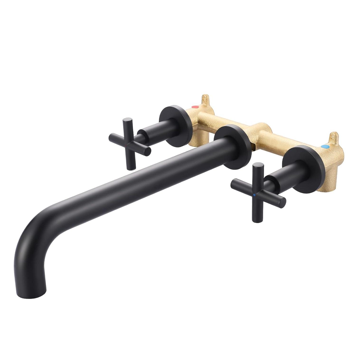 2-Handle 3-Hole Wall Mounted Roman Tub Faucet With 360° Swivel Spout