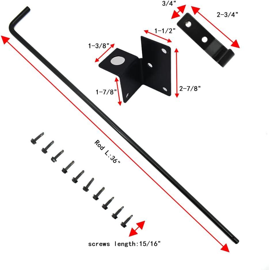 Heavy Duty Black Steel 36-inch Cane Bolt Drop Rod Set