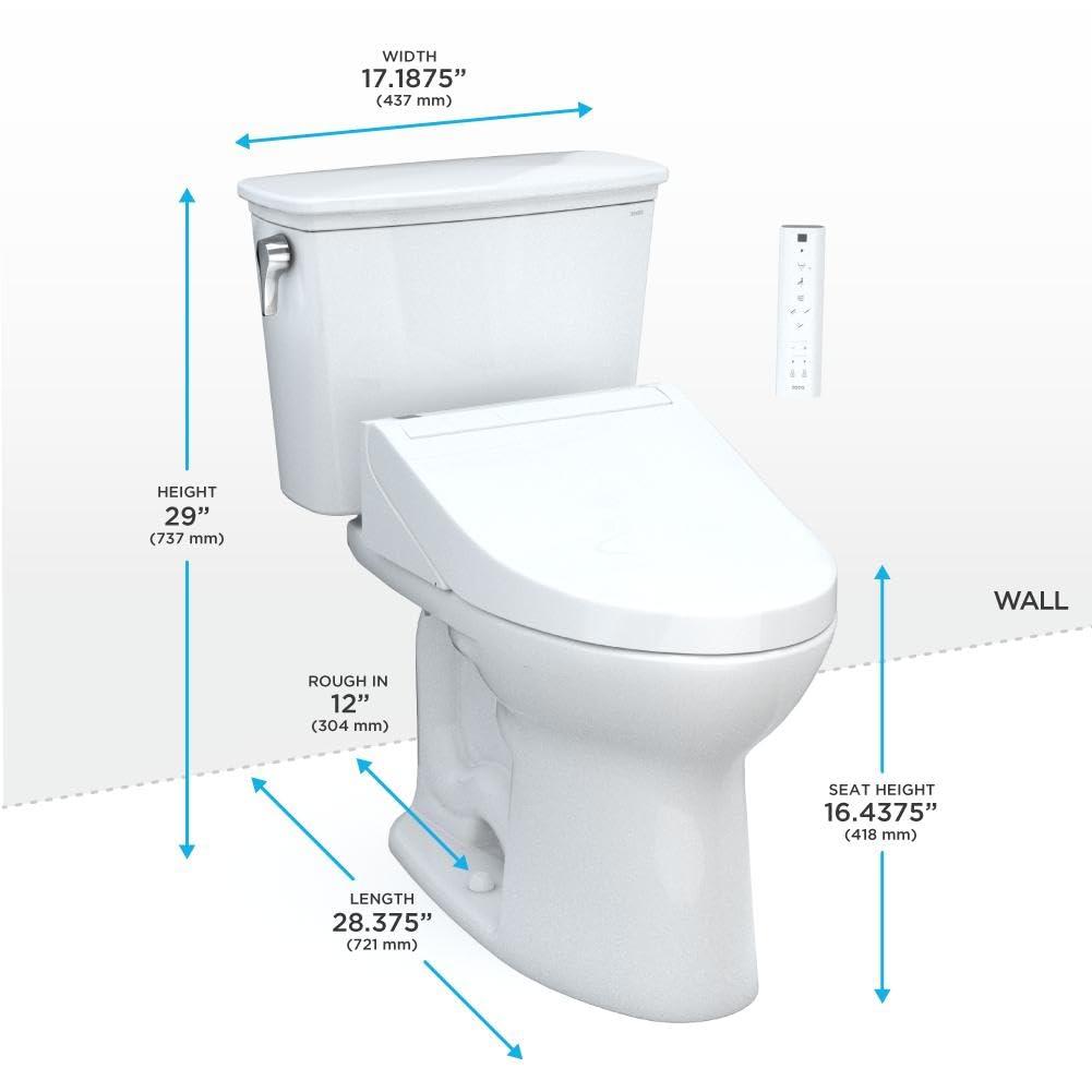 TOTO MW7863084CEG#01 Drake® 1.28 GPF (Water Efficient) Elongated Two-Piece Toilet with Tornado Flush (Seat Included)