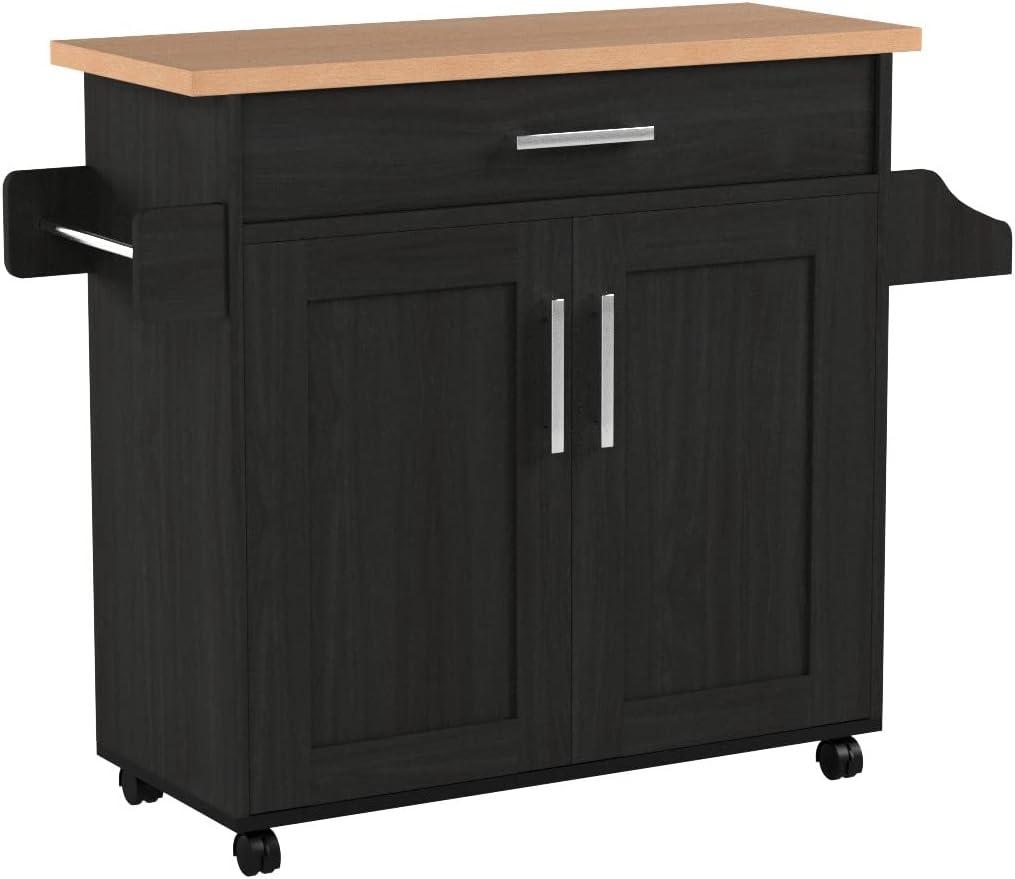 Hodedah Kitchen Island in Black Beech