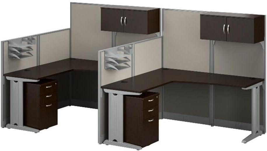Bush Business Furniture Bush Business Furniture Office in an Hour 2 Person L Shaped Cubicle Desks with Storage, Drawers, and Organizers