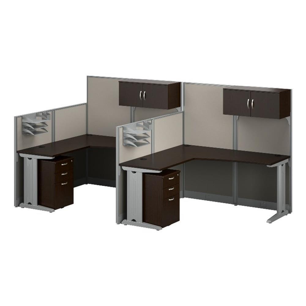 Bush Business Furniture Bush Business Furniture Office in an Hour 2 Person L Shaped Cubicle Desks with Storage, Drawers, and Organizers