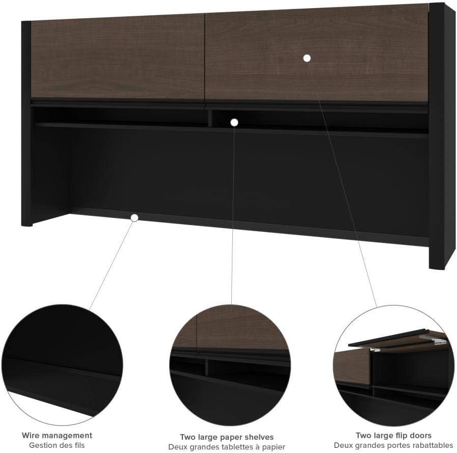 Bestar Connexion 6 Piece U Shaped Computer Desk with Hutch in Antigua and Black