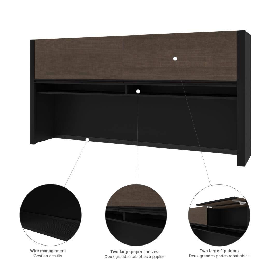 Bestar Connexion 5 Piece L Shaped Computer Desk with Hutch in Antigua and Black