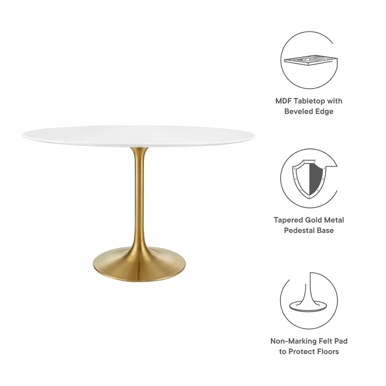 Modway Lippa 48 Oval Wood Dining Table - Gold White
