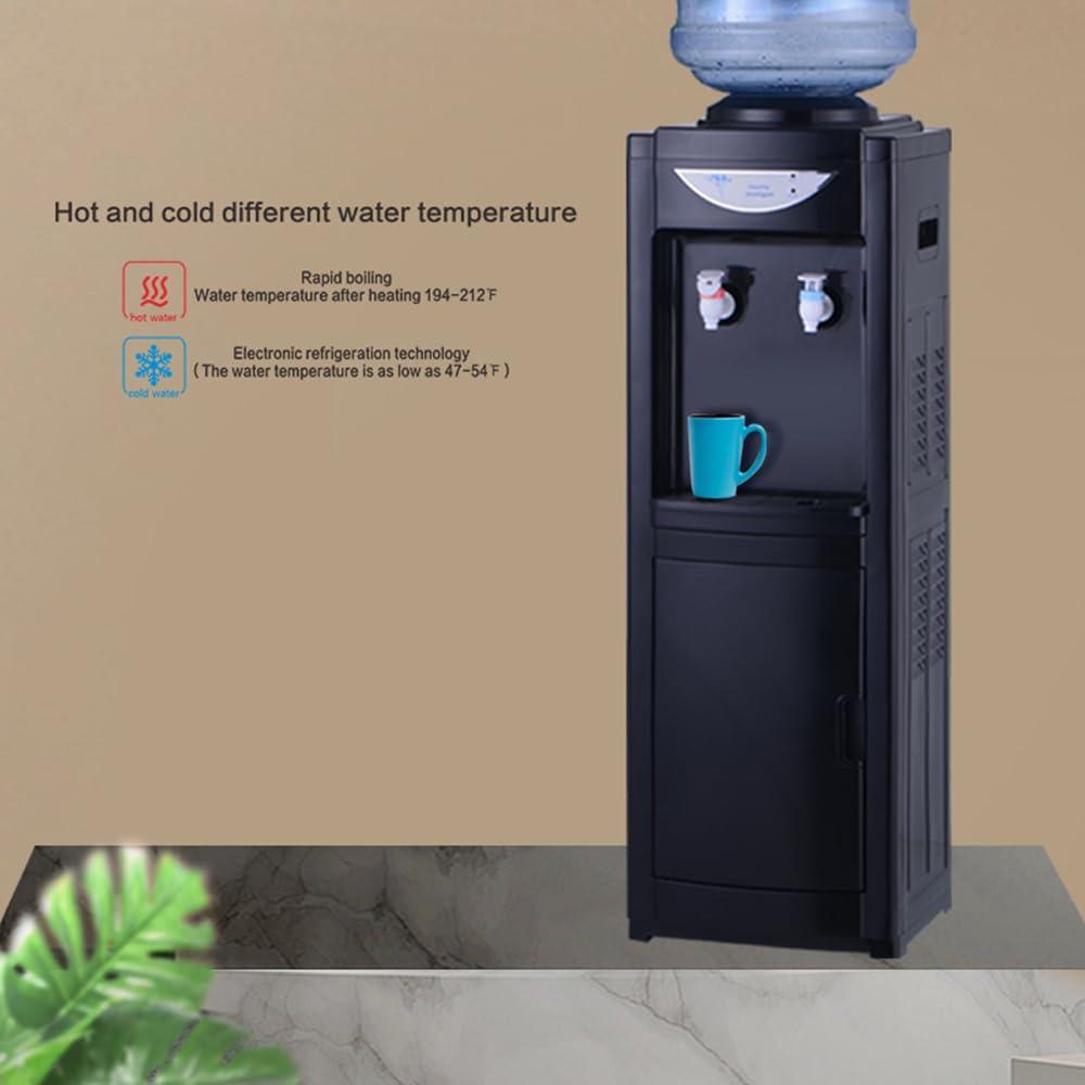 Hot & Cold Top Loading Water Dispenser, 5 Gallon Water Cooler Dispenser with Child Safety Lock, Removable Drip Tray and Storage Cabinet, Ideal for Home Office Use, White