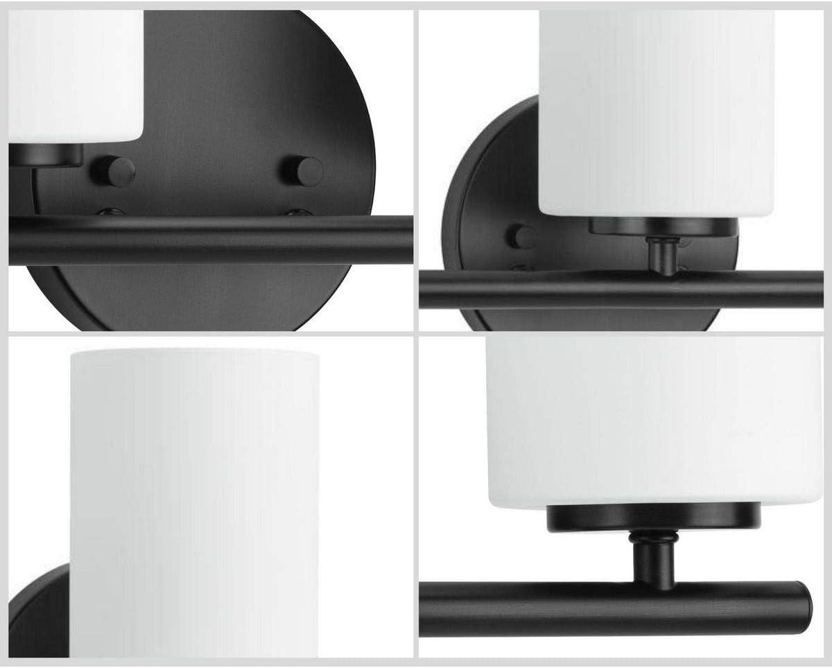 Progress Lighting Replay Collection 3-Light Bath Vanity in Textured Black, Porcelain Material, Up/Down Mounting, Shade Included
