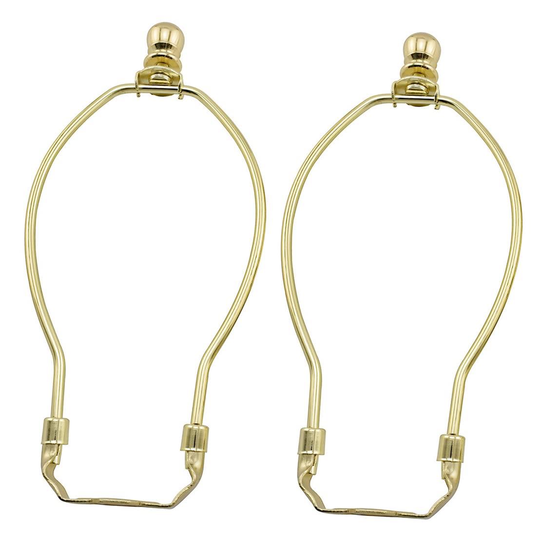 Royal Designs, Inc. Set of 2, 8 inch Polished Brass Lamp Shade Harp Holder with Lamp Finial, DIY Repair/Replacement, Heavy Duty, for Table/Floor Lamps