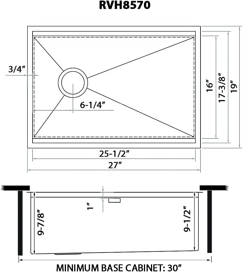 Ruvati 27-inch Workstation Slope Bottom Offset Drain Undermount 16 Gauge Kitchen Sink