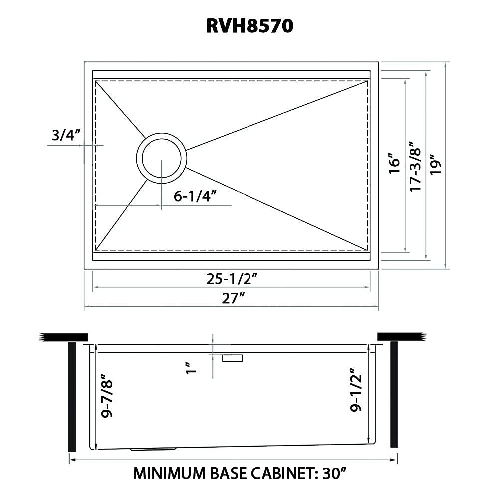 Ruvati 27-inch Workstation Slope Bottom Offset Drain Undermount 16 Gauge Kitchen Sink