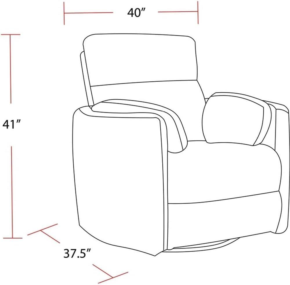 Florence Brown Top-Grain Leather Swivel Recliner with USB Charger