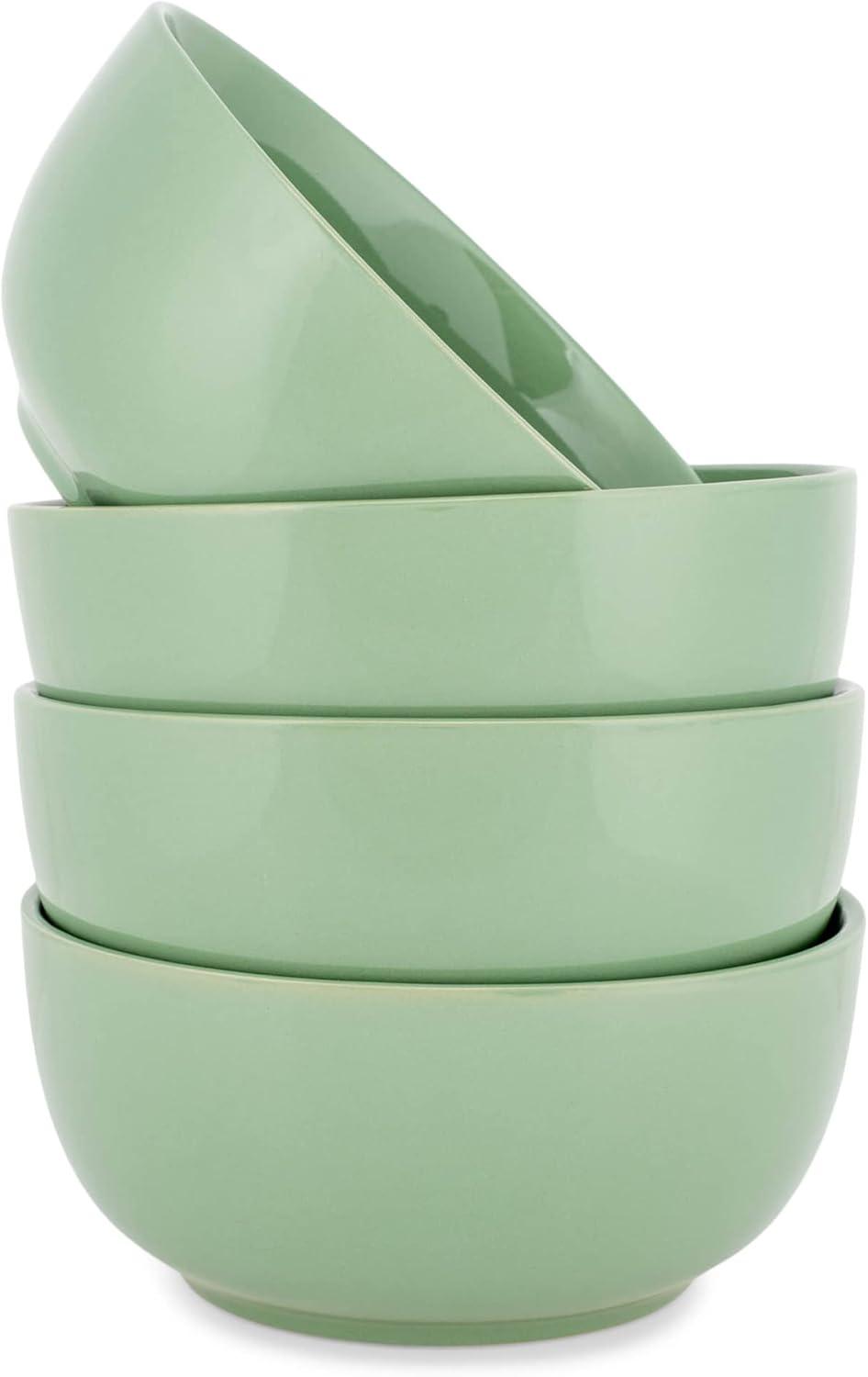 Elanze Designs Bistro Glossy Ceramic 4 inch Dessert Bowls Set of 4, Sage Green