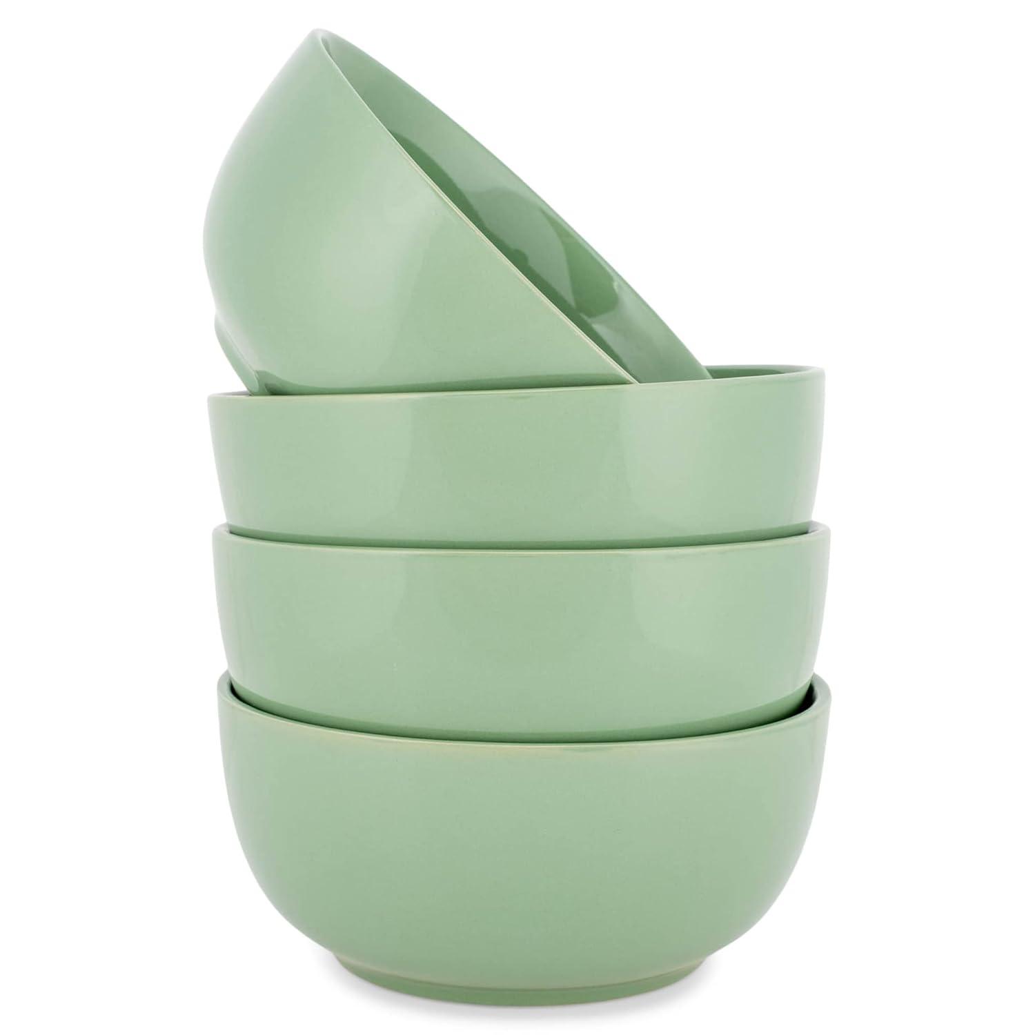 Elanze Designs Bistro Glossy Ceramic 4 inch Dessert Bowls Set of 4, Sage Green