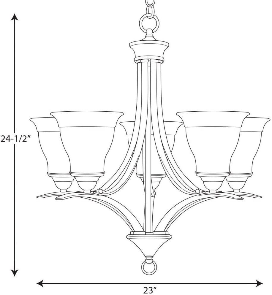 Progress Lighting Trinity 5-Light Chandelier, Steel, Antique Bronze, Etched Glass Shades