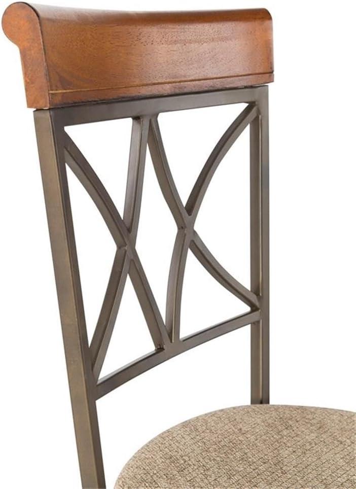 Hamilton 3-Piece Bar Height Pub Set with Swivel, Brushed Faux Medium Cherry Wood with "Matte Pewter and Bronze" Metal