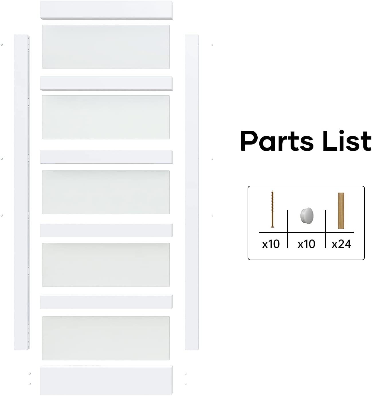 42" x 84" White Frosted Glass 5-Lite Barn Door