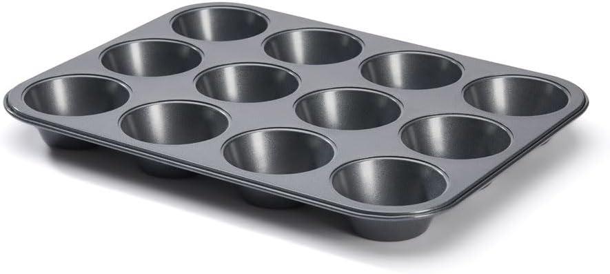 Gray Nonstick 12-Cup Round Muffin Mold