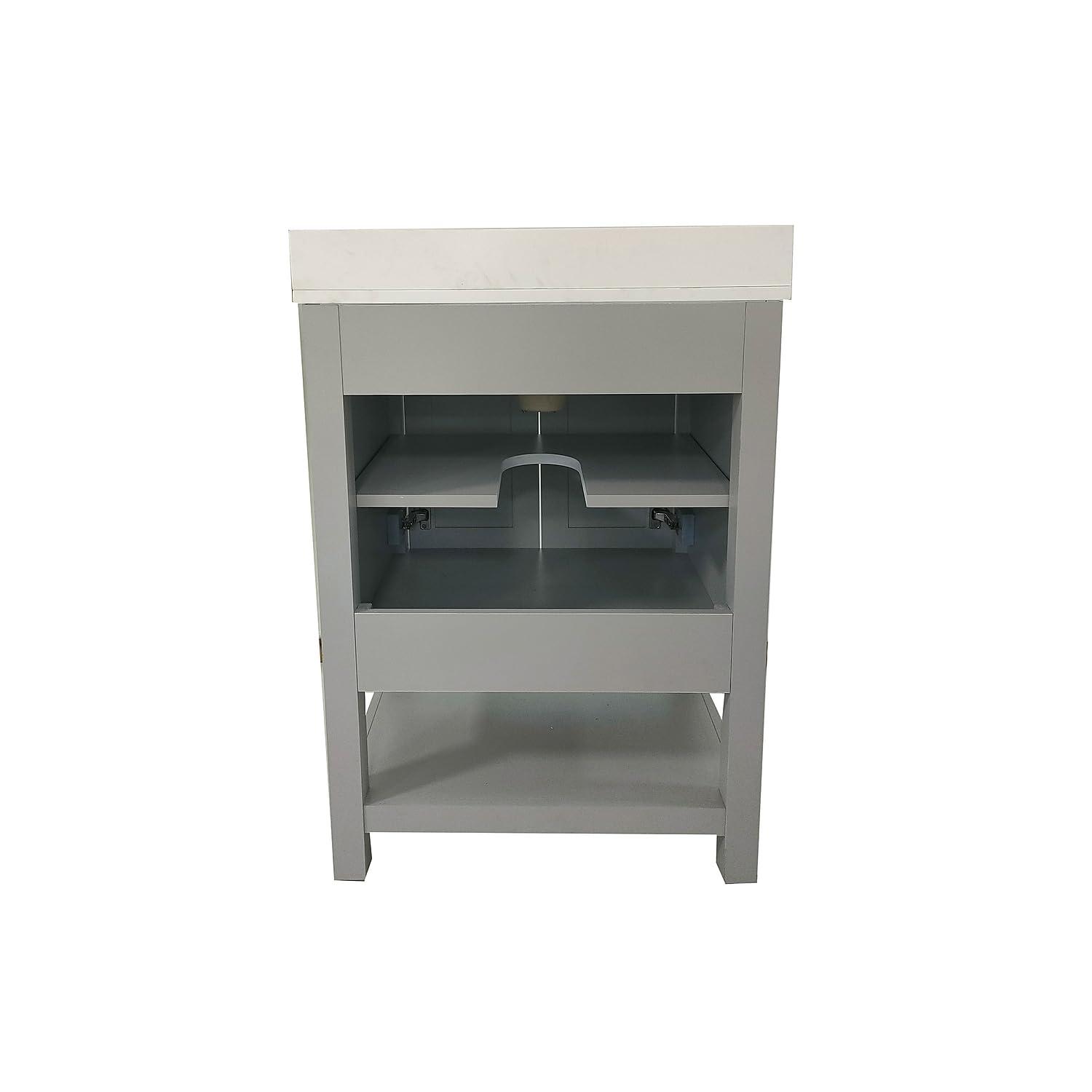 Flash Furniture 24 Inch Bathroom Vanity with Undermount Sink and Open Storage Shelf in Gray