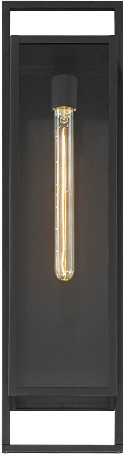 Possini Euro Design Jericho 28" High Modern Outdoor Wall Light Fixture Mount Porch House Edison Bulb Textured Black Finish Metal Clear Glass Shade