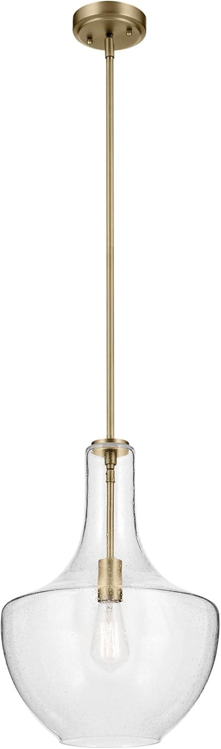 Everly 19.75" 1 Light Bell Pendant Clear Glass Chrome