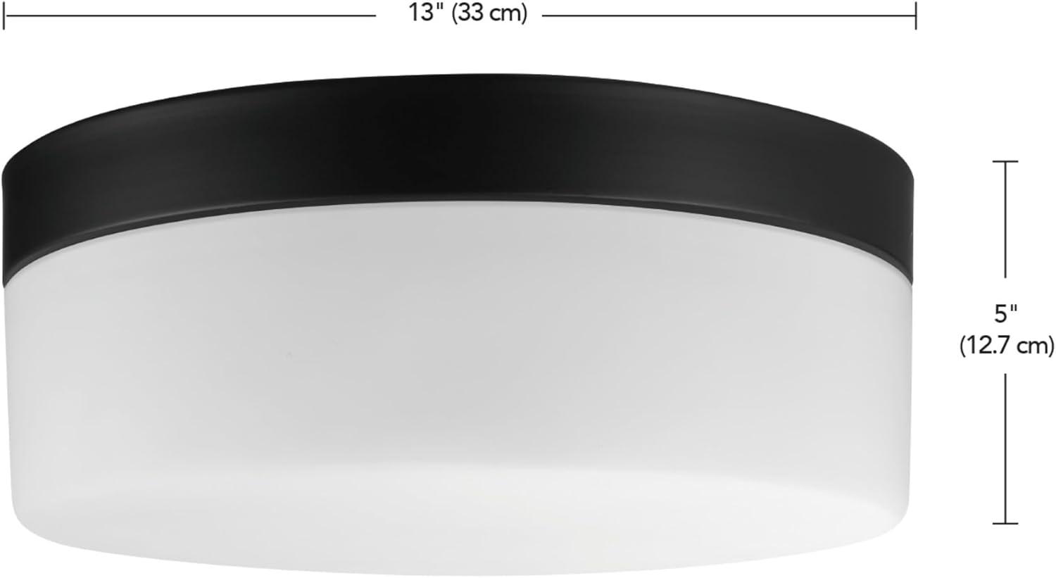 Globe Electric Mark 23-Watt Black LED Integrated Outdoor Flush Mount Ceiling Light with Frosted Glass Shade, 44658