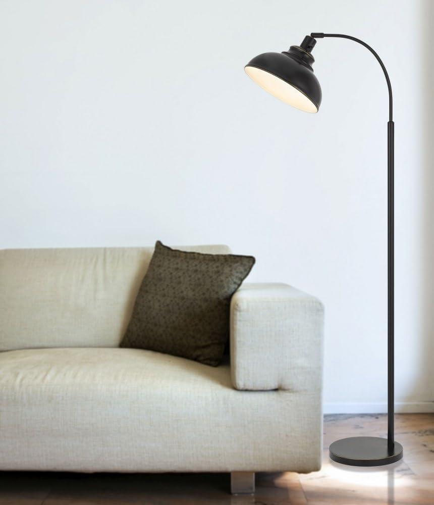 60W Dijon Adjustable Metal Floor Lamp With Weight Base & On Off Socket Switch, Dark Bronze