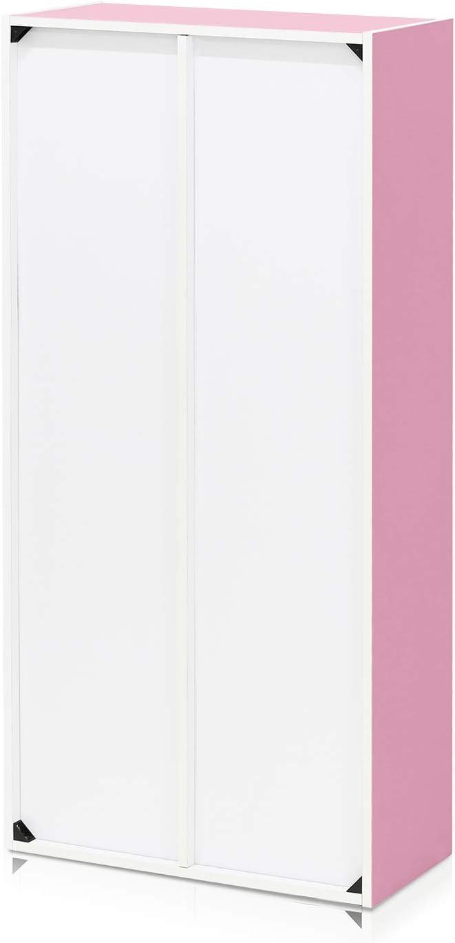 Furinno 11048 7-Cube Reversible Open Shelf, White/Pink