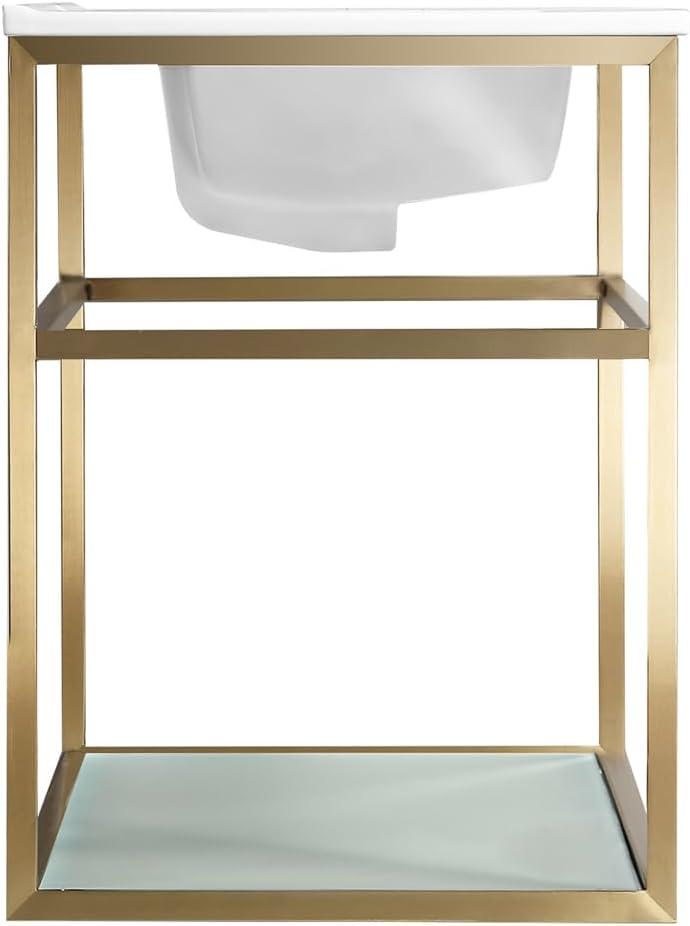 Pierre 30 Single, Open Shelf, Metal Frame Bathroom Vanity