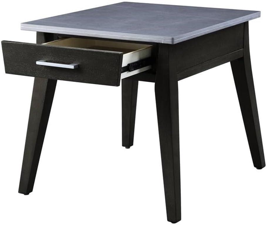 ACME Zemocryss End Table in Marble & Dark Brown Finish