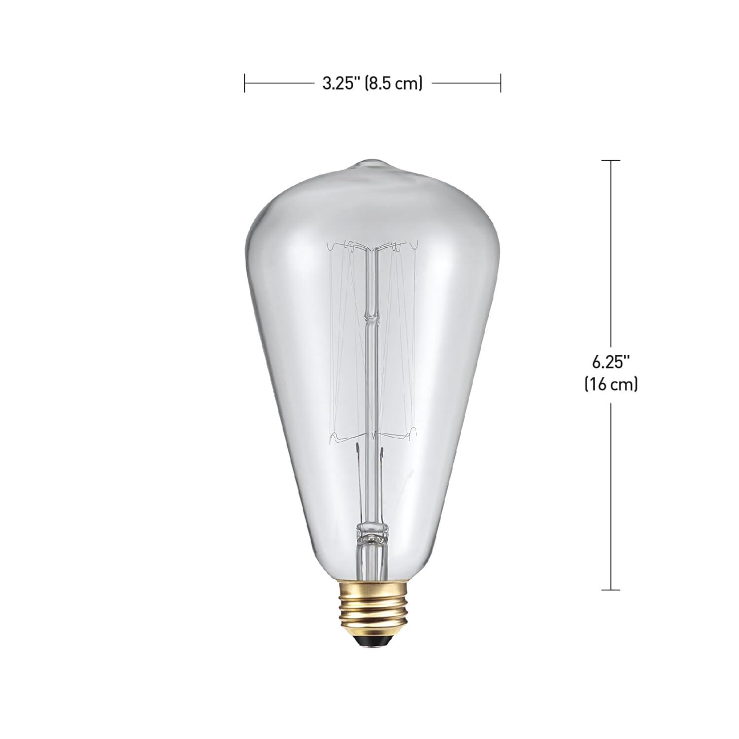 Globe Electric 60W Vintage Edison S-Type Clear Glass Dimmable Incandescent Light Bulb, 83008