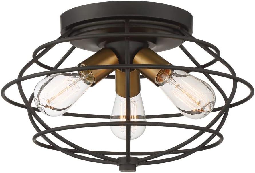 Vintage Bronze Geometric Flush Mount Ceiling Light