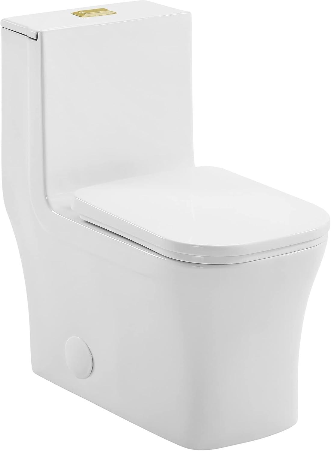 Concorde One Piece Square Toilet Dual Flush, Brushed Gold Hardware 1.1/1.6 gpf