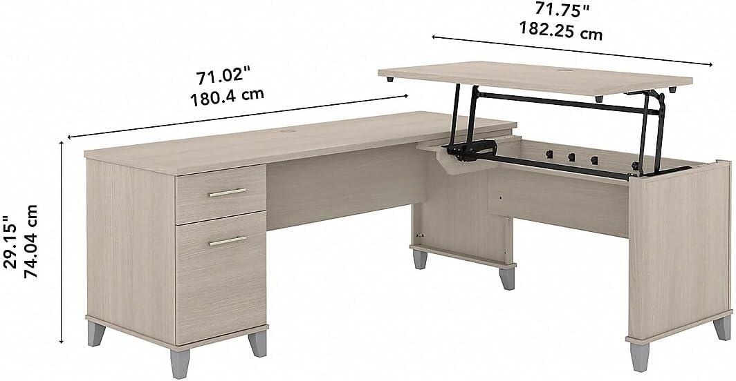 Bush Furniture Somerset 72" Sit to Stand L Desk, Sand Oak