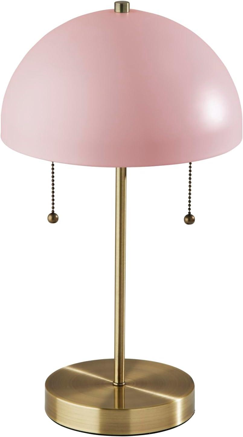 Bowie Antique Brass Table Lamp Light Pink - Adesso: Vintage-Inspired, Dual Pull Chain, ETL Listed, No Assembly Required