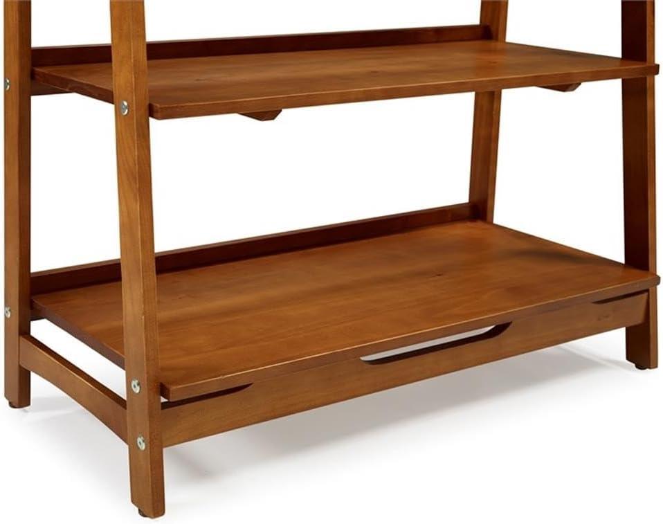 Camaflexi Mid Century Modern Wooden Bookshelf 3 Tier Open Shelving Unit, Castanho 100% Solid Wood