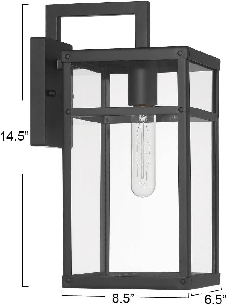 Robert Stevenson Lighting Blake Modern Metal and Clear Glass Paneled Wall Mounted Outdoor Light Black: ETL Listed, 1-Light Sconce, No Switch