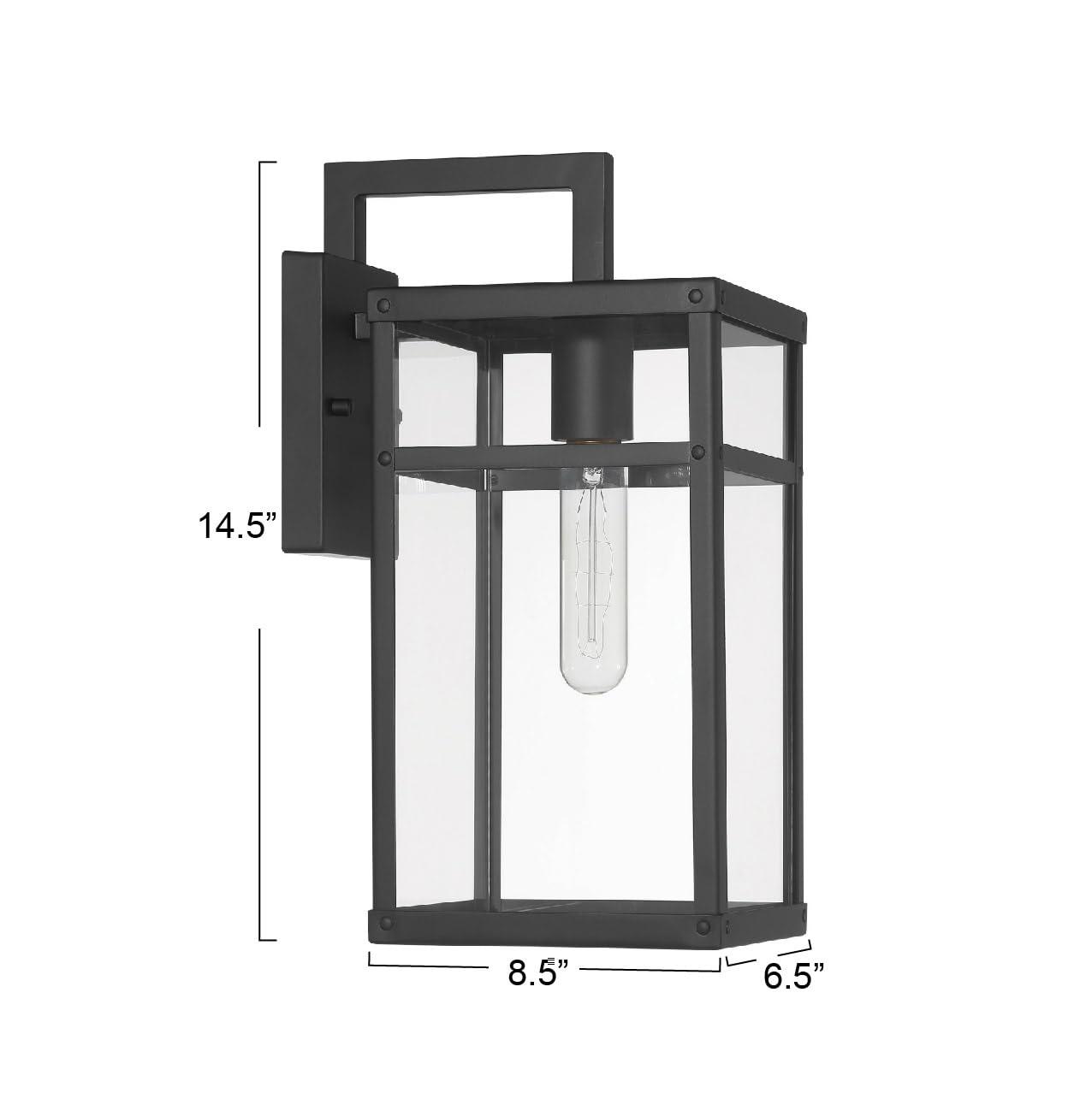 Robert Stevenson Lighting Blake Modern Metal and Clear Glass Paneled Wall Mounted Outdoor Light Black: ETL Listed, 1-Light Sconce, No Switch