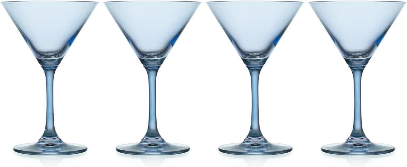 Veneto Frost Blue Handmade Martini Glasses Set of 4