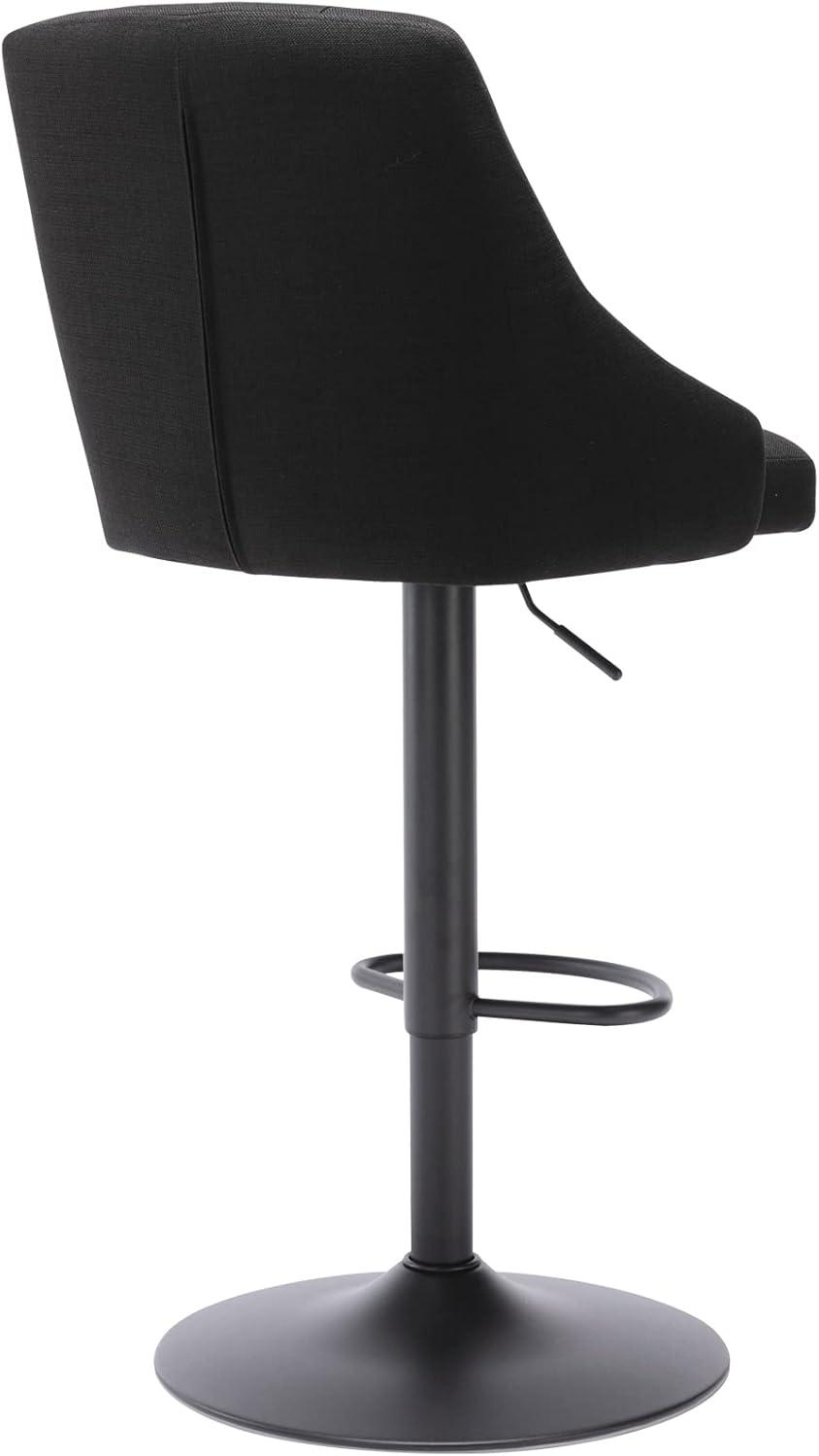 Brage Living Swivel Bar Stool with Back, Adjustable Fabric Tufted Barstool, Upholstered Counter Height Airlift Bar Chair for Kitchen Dining Cafe (Black)