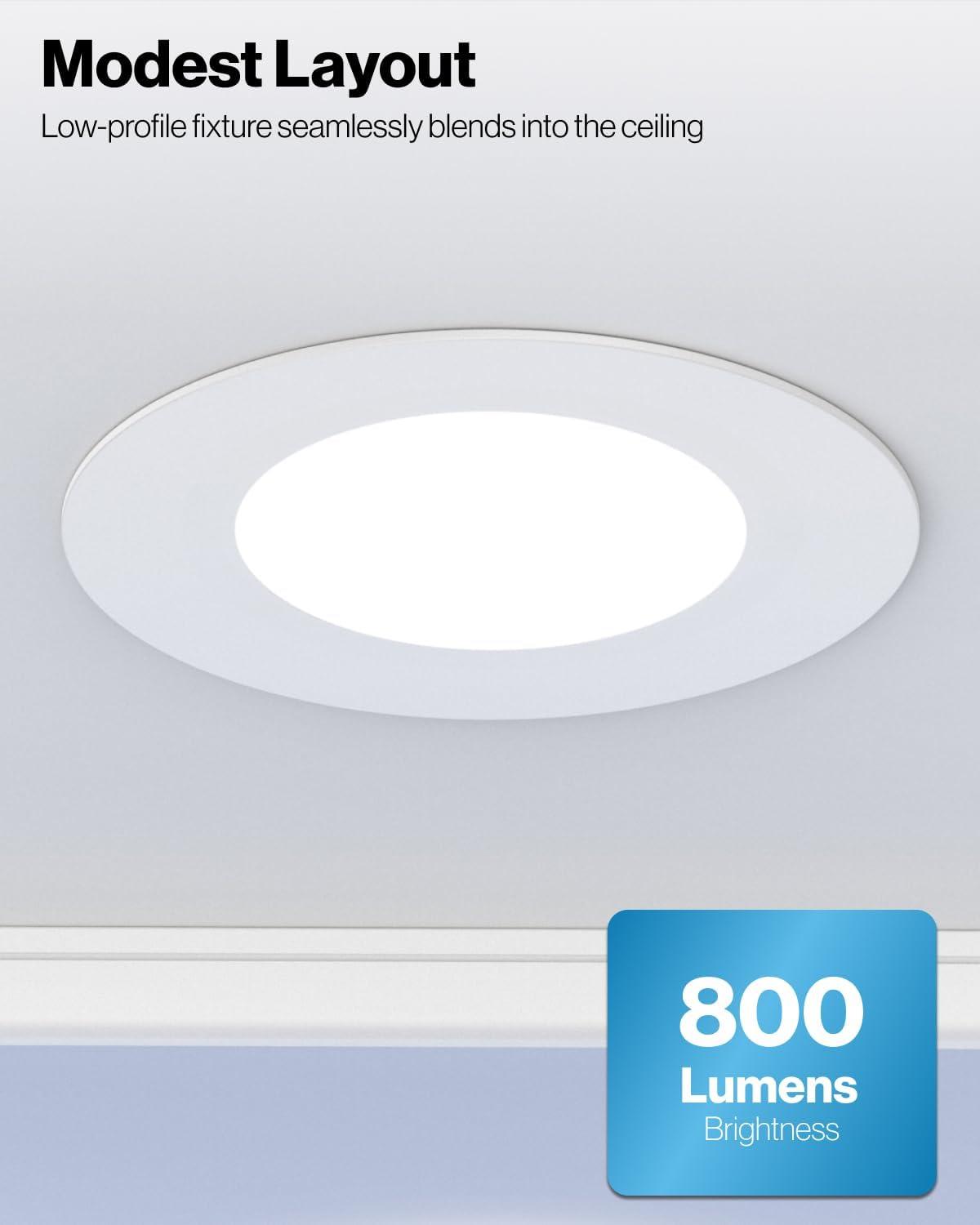 Sunco 4-Inch White LED Recessed Lighting with Selectable Color Temperature