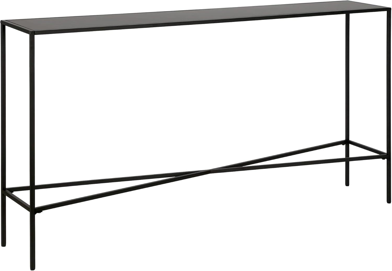 Evelyn&Zoe Henley 55" Wide Rectangular Console Table with Metal Top, Blackened Bronze
