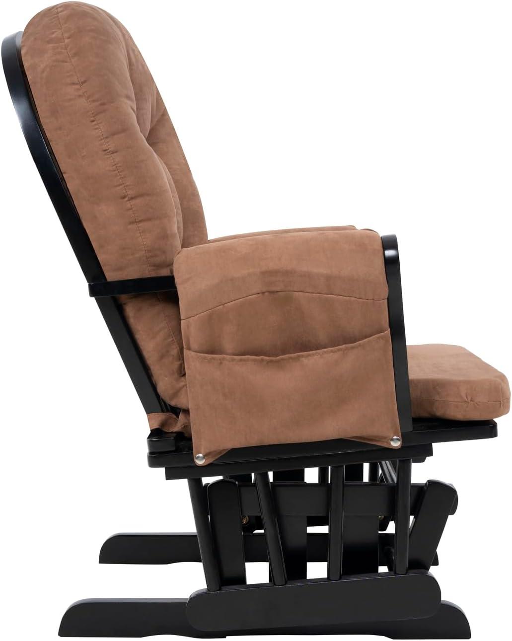 Nursery Glider & Ottoman Sets, Reclining Swivel Glider Rocker with Ottoman, Nursery Rocking Chair for Baby Room, Upholstered Nursery Recliner Glider with Ottoman, Padded Arms - Dark Gray, White