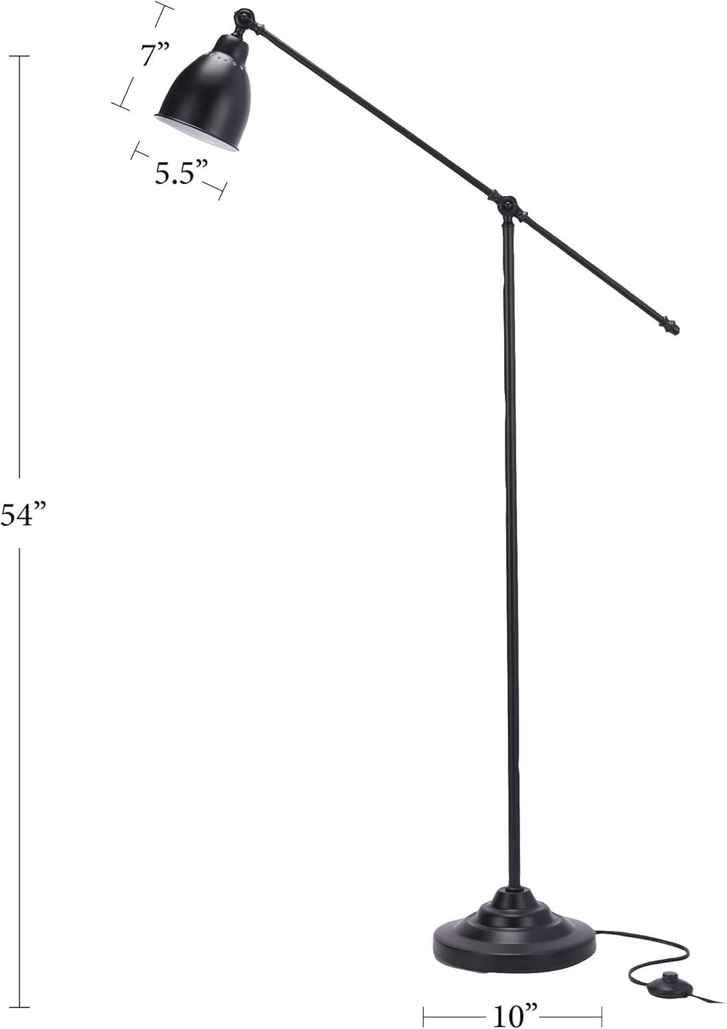 Nourison 54" Metal Standing Lamp Modern, Contemporary, Industrial for Bedroom, Living Room, Office, Reading, Black