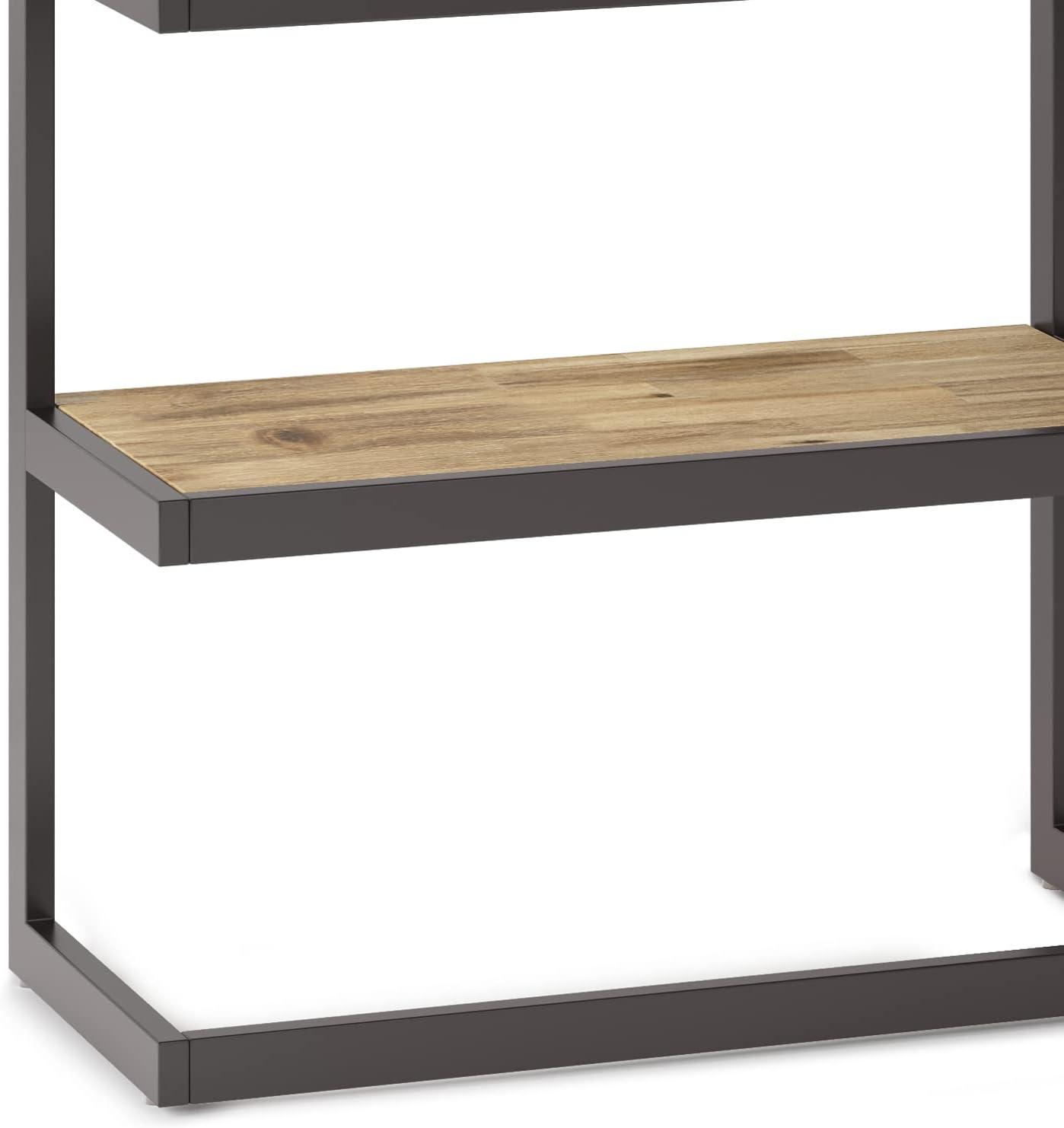Distressed Golden Wheat Acacia Wood and Metal Bookcase