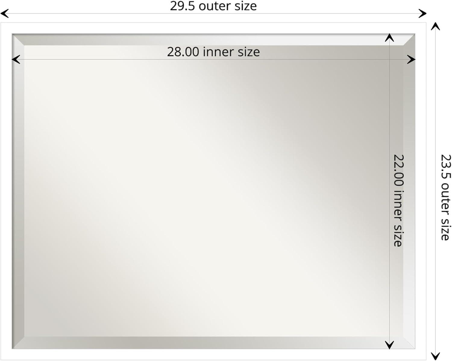 Amanti Art Beveled Wood Bathroom Wall Mirror - Svelte Frame Svelte White Outer Size: 29 x 23 in White