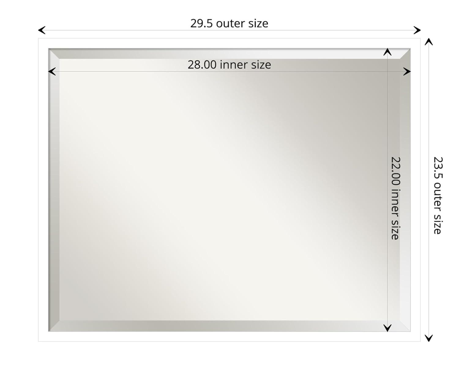 Amanti Art Beveled Wood Bathroom Wall Mirror - Svelte Frame Svelte White Outer Size: 29 x 23 in White