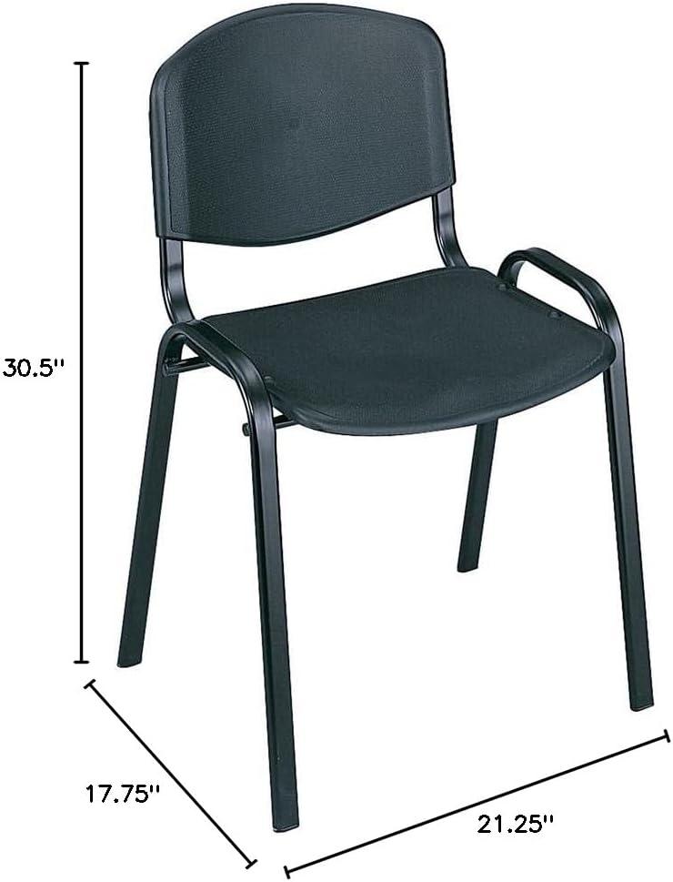 Safco Stacking Chair, Supports Up to 250 lb, 18" Seat Height, Black Seat, Black Back, Black Base, 4/Carton