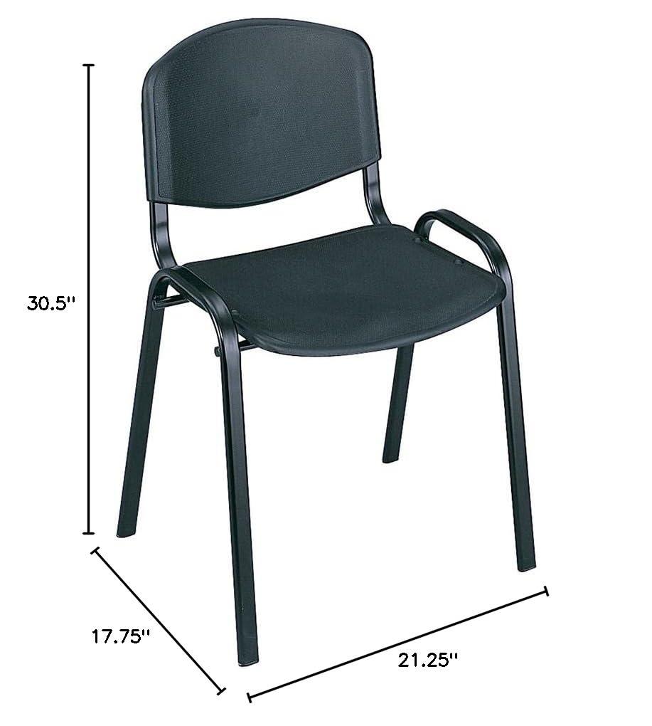 Safco Stacking Chair, Supports Up to 250 lb, 18" Seat Height, Black Seat, Black Back, Black Base, 4/Carton